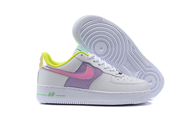 Women's Air Force 1 Low Top White/Purple Shoes 092